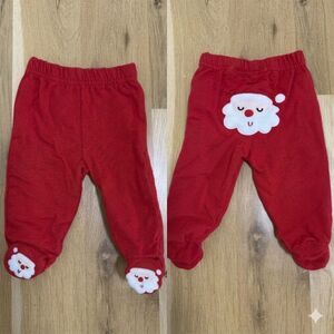 Koala Kids Baby Santa Footed Pants Red Christmas Fleece 0-3M Worn Once